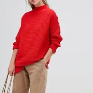 ✨ French Connection Baby Soft Ribbed Poppy Funnel Neck Sweater✨