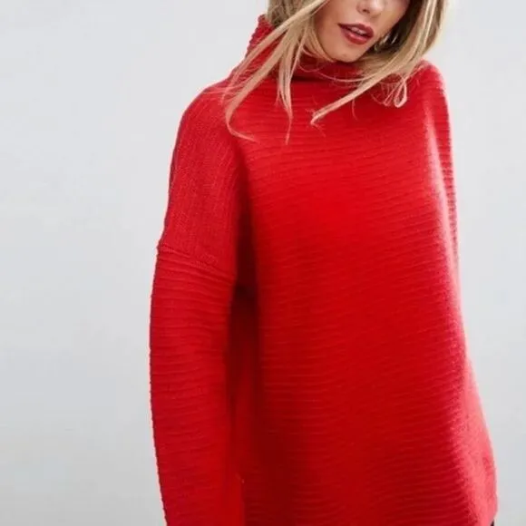 ✨ French Connection Baby Soft Ribbed Poppy Funnel Neck Sweater✨