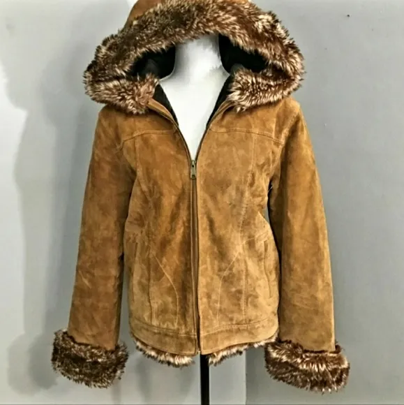 💯% Luxurious Suede Leather Hooded Jacket