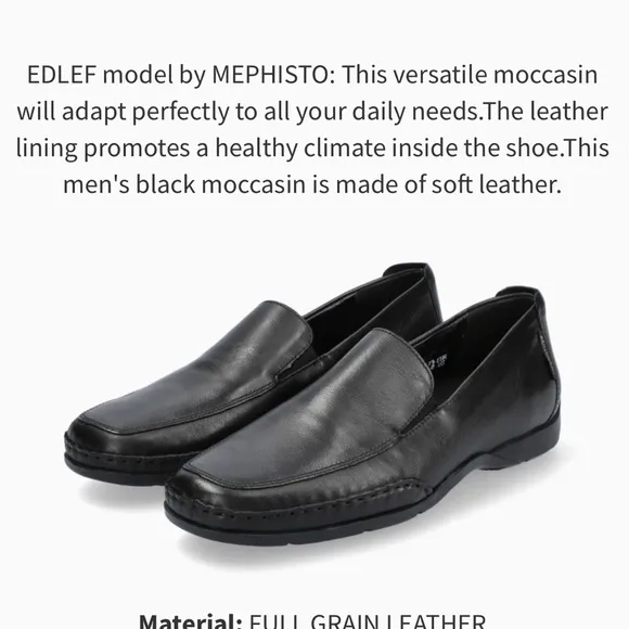 • Mephisto • Edlef Slip On Leather Black Shoes Women’s 9.5