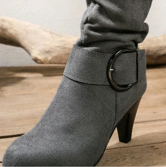1 Pair Fashion Mid-Heel Tall Boots With Side Zipper For Women, Korean Style