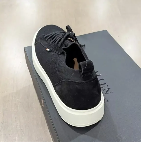 $295 Mens Allen Edmonds &quot;Oliver&quot; Knit Low-Top Sneakers Black 10.5