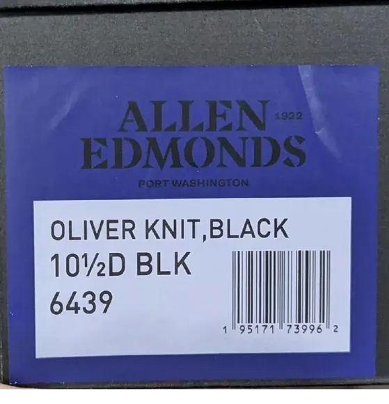 $295 Mens Allen Edmonds &quot;Oliver&quot; Knit Low-Top Sneakers Black 10.5