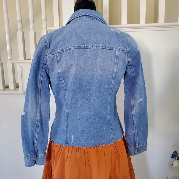 3 Pcs - Romantic Casual Outfit / Denim Jacket, Skirt &amp; Blouse