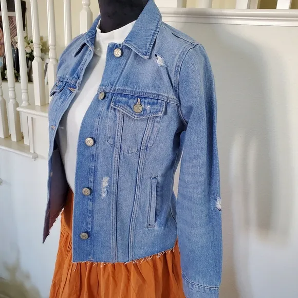 3 Pcs - Romantic Casual Outfit / Denim Jacket, Skirt &amp; Blouse