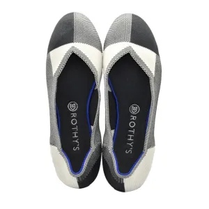 A8 NWOB ROTHYS Black &amp; Cream Plaid The Flat Cap Toe Ballet Shoes Size 10.5