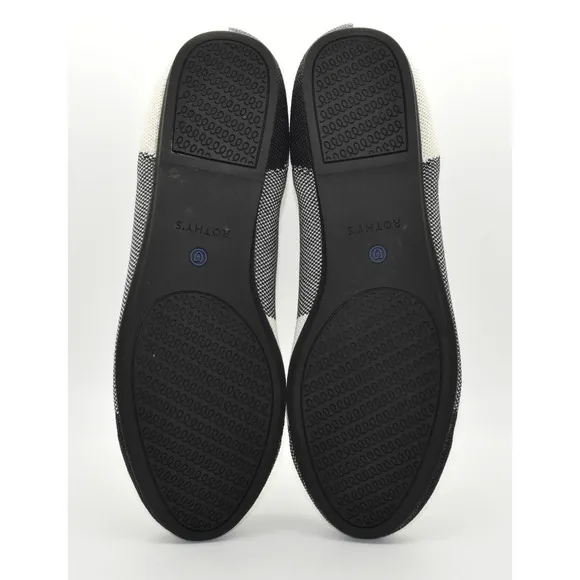 A8 NWOB ROTHYS Black &amp; Cream Plaid The Flat Cap Toe Ballet Shoes Size 10.5