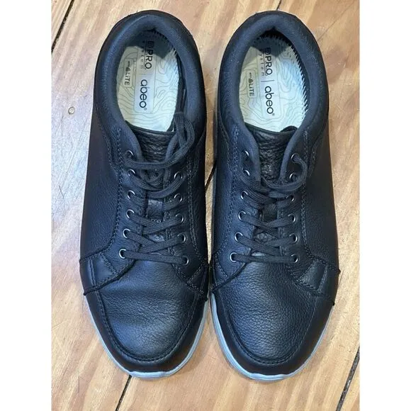 Abeo Donavan Leather Casual Shoes Men's Size 11.5 Black Maxlite Clean Sneakers