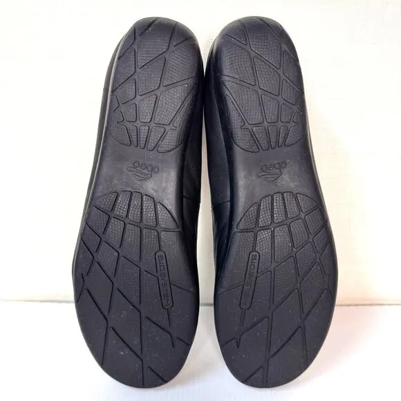 ABEO Tammy Ballet Flats Womens 8.5 Black Leather Comfort Business Casual Slip On