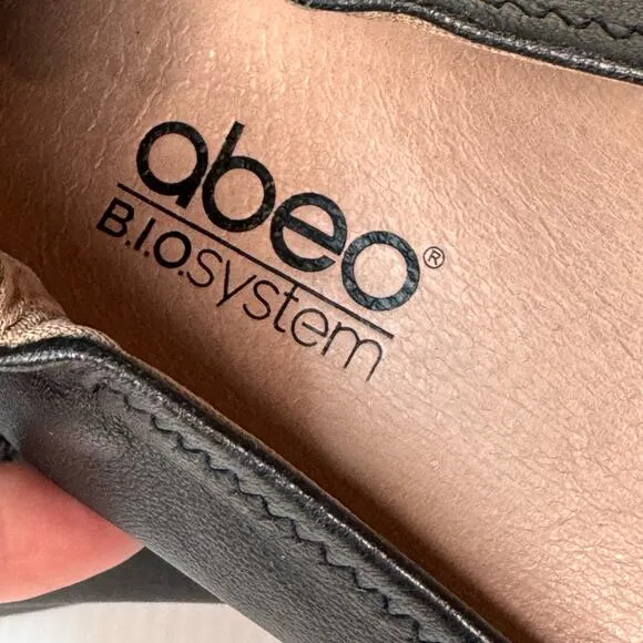 ABEO Tammy Ballet Flats Womens 8.5 Black Leather Comfort Business Casual Slip On
