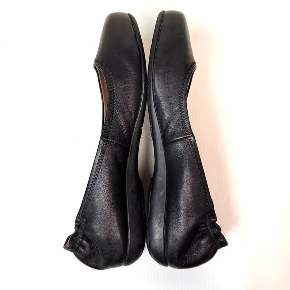 ABEO Tammy Ballet Flats Womens 8.5 Black Leather Comfort Business Casual Slip On