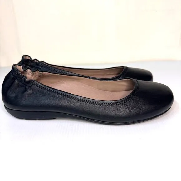 ABEO Tammy Ballet Flats Womens 8.5 Black Leather Comfort Business Casual Slip On