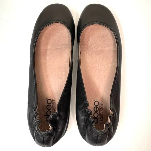 ABEO Tammy Ballet Flats Womens 8.5 Black Leather Comfort Business Casual Slip On