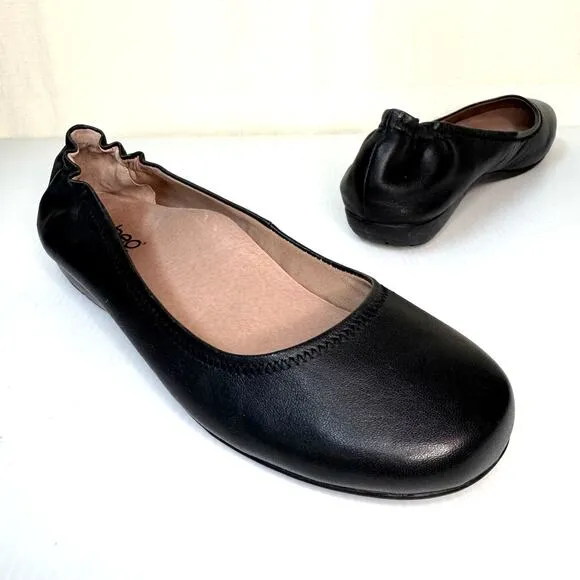 ABEO Tammy Ballet Flats Womens 8.5 Black Leather Comfort Business Casual Slip On