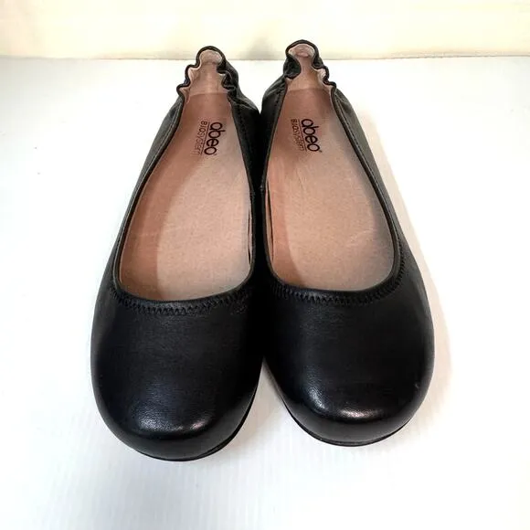 ABEO Tammy Ballet Flats Womens 8.5 Black Leather Comfort Business Casual Slip On