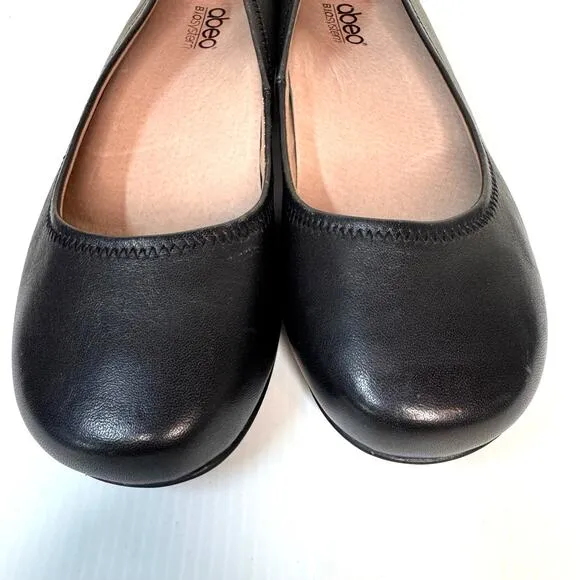 ABEO Tammy Ballet Flats Womens 8.5 Black Leather Comfort Business Casual Slip On