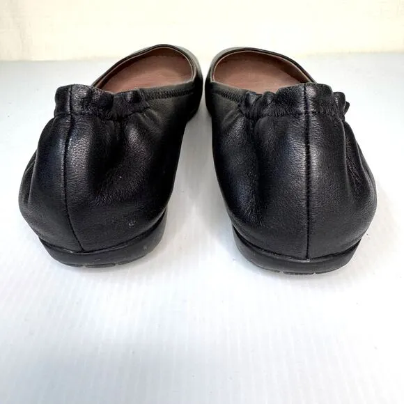 ABEO Tammy Ballet Flats Womens 8.5 Black Leather Comfort Business Casual Slip On
