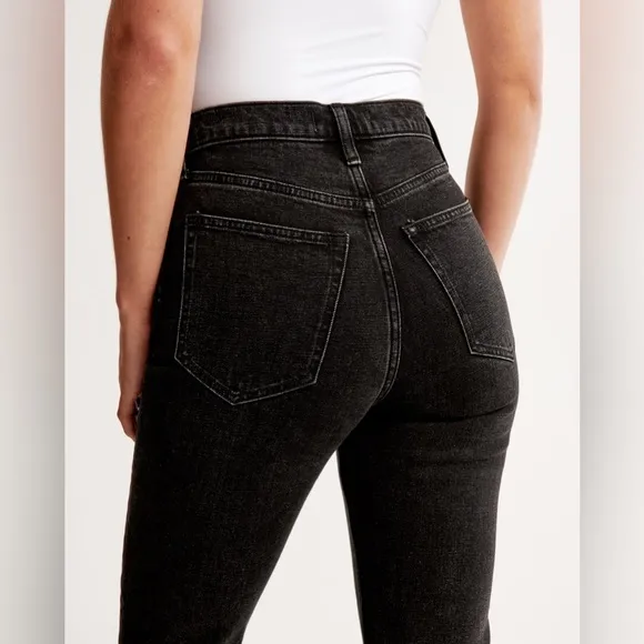 Abercrombie &amp; Fitch The Ankle Straight Ultra High Rise Black Jeans Size 25L