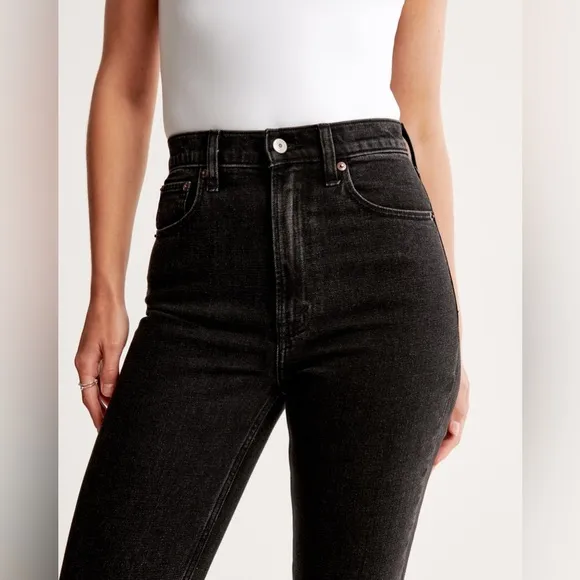 Abercrombie &amp; Fitch The Ankle Straight Ultra High Rise Black Jeans Size 25L