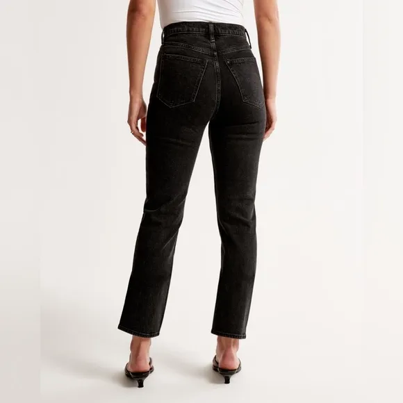Abercrombie &amp; Fitch The Ankle Straight Ultra High Rise Black Jeans Size 25L