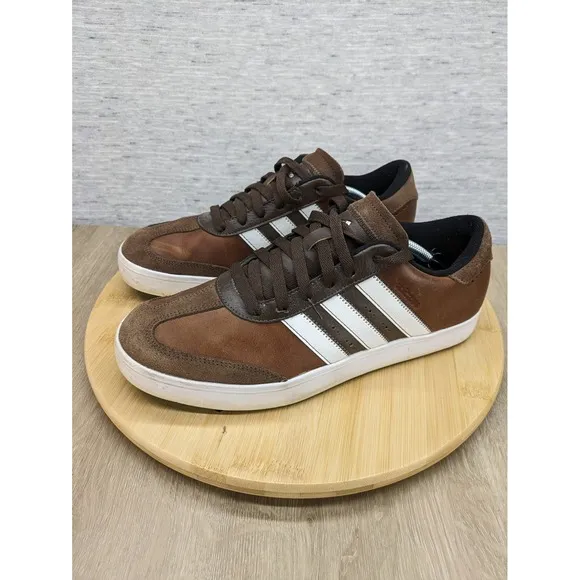 Adidas Adicross Spikeless Golf Shoes Leather Brown White Low Top Mens Size 8