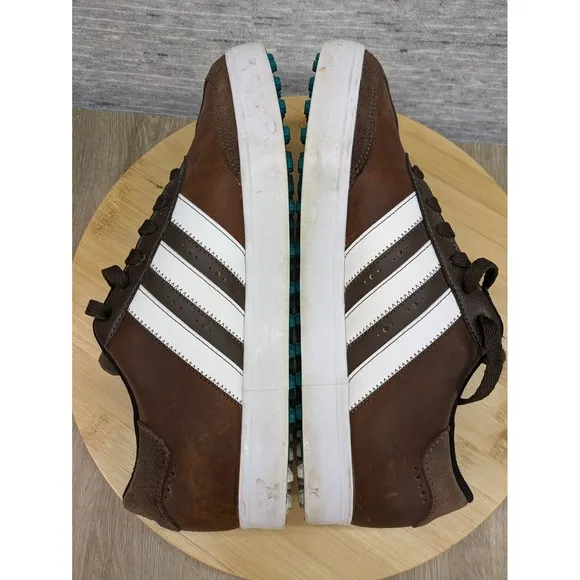 Adidas Adicross Spikeless Golf Shoes Leather Brown White Low Top Mens Size 8