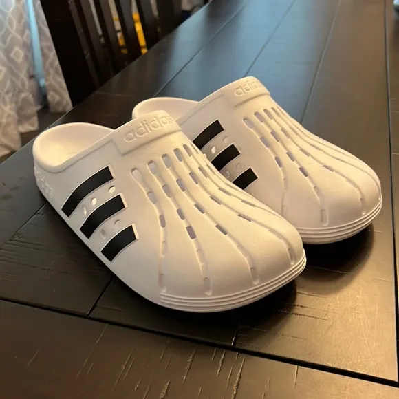 Adidas Adilette Clog sandals shoes new white black FY8970 Mens size 9 superstar