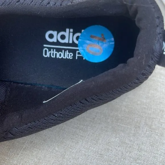 Adidas cloud foam ortholite float black &amp; white slip-on sneaker shoes size 10