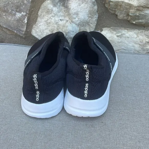 Adidas cloud foam ortholite float black &amp; white slip-on sneaker shoes size 10