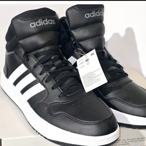 Adidas Hoops 3.0 Mid Men's Sneakers Size 8.5. New with box. Black and white colo