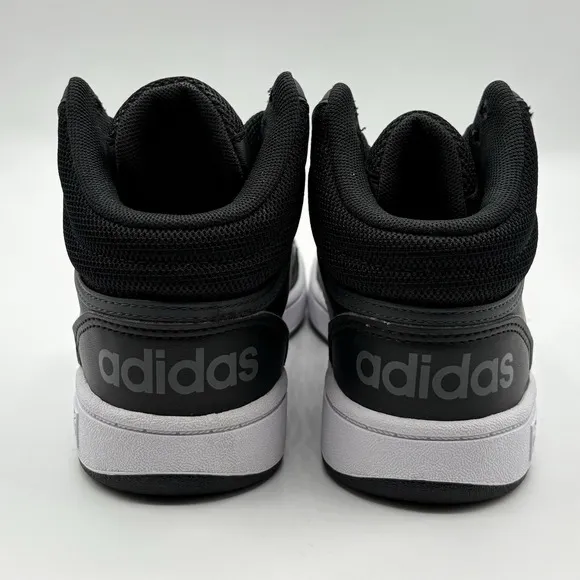 Adidas Hoops Mid 3.0 K Black and White Sneakers Kids Size 1Y GW0402 Shoes