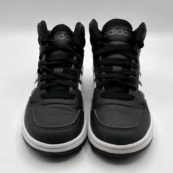 Adidas Hoops Mid 3.0 K Black and White Sneakers Kids Size 1Y GW0402 Shoes