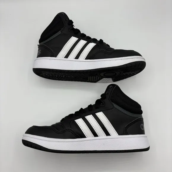 Adidas Hoops Mid 3.0 K Black and White Sneakers Kids Size 1Y GW0402 Shoes