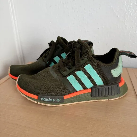 Adidas Kids Boys NMD R1 Lace Up Sneakers Shoes Casual Army Green Big Kid 3.5