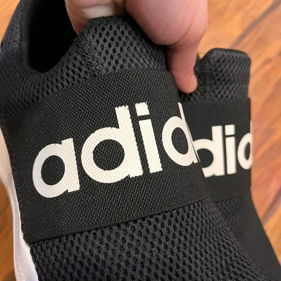 Adidas Lite Racer slip on shoes men’s 10 black white classic Athletic comfort