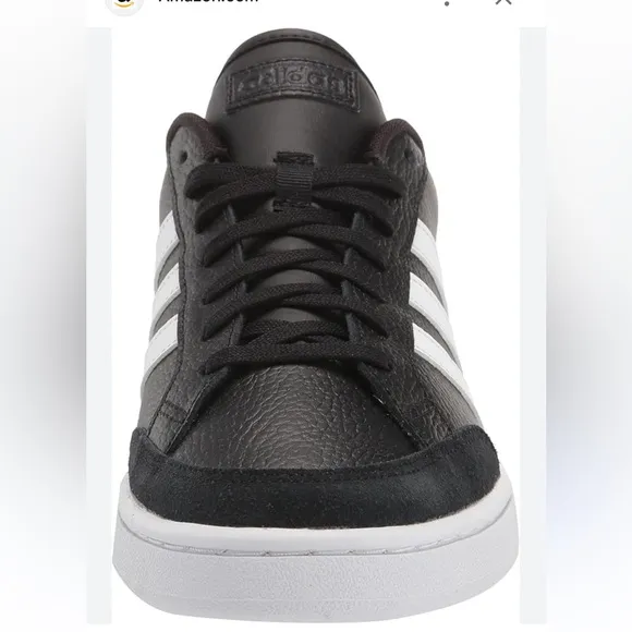 ADIDAS  Men Black White Solid Leather Cloudfoam Grand Court men size 10.5