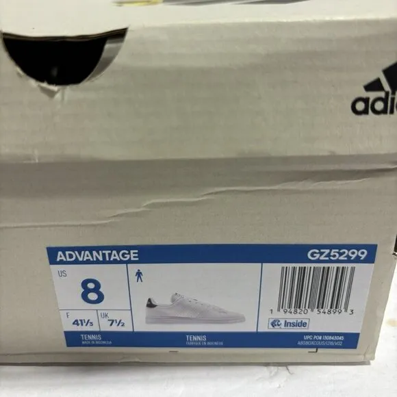 Adidas Men’s Advantage White Leather Sneakers, Size 8M