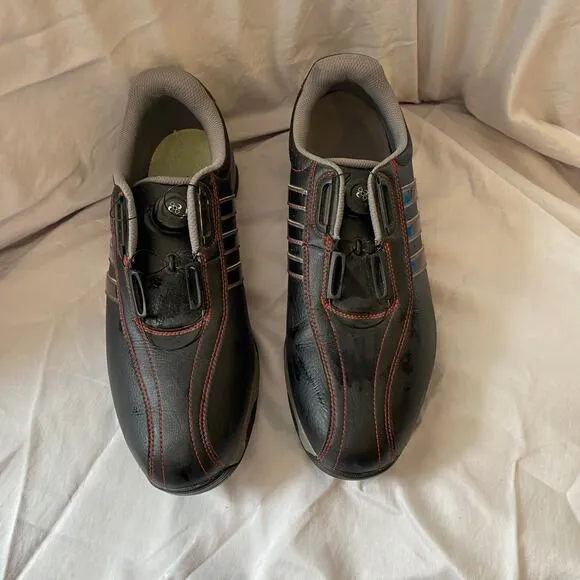 Adidas Mens Athletic 360 Traxion Boa Black Red Golf Shoes SZ 11.5 Leather F33447