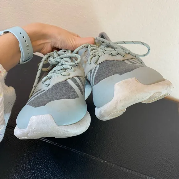 ADIDAS men’s gray Tubular Runner Weave sneakers 9.5