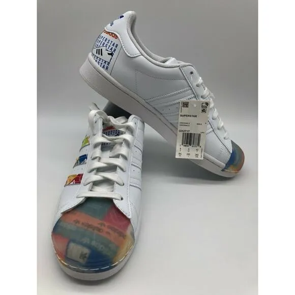 Adidas Men's Originals Superstar Shoes White Multicolor Sneakers Size 8.5 NWT🛒