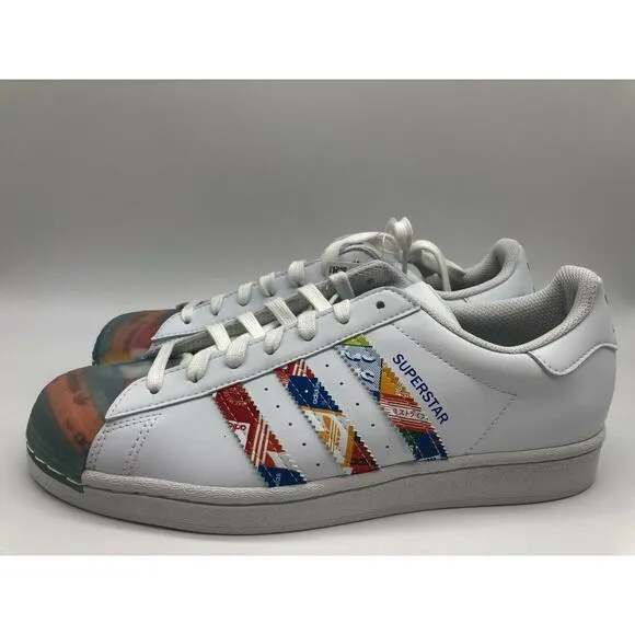 Adidas Men's Originals Superstar Shoes White Multicolor Sneakers Size 8.5 NWT🛒