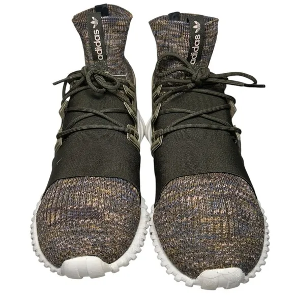 Adidas Men’s Size 8.5 Olive Multi Color Space Dye Tubular Doom PK Sock Sneakers
