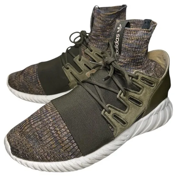 Adidas Men’s Size 8.5 Olive Multi Color Space Dye Tubular Doom PK Sock Sneakers