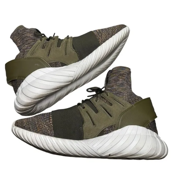 Adidas Men’s Size 8.5 Olive Multi Color Space Dye Tubular Doom PK Sock Sneakers