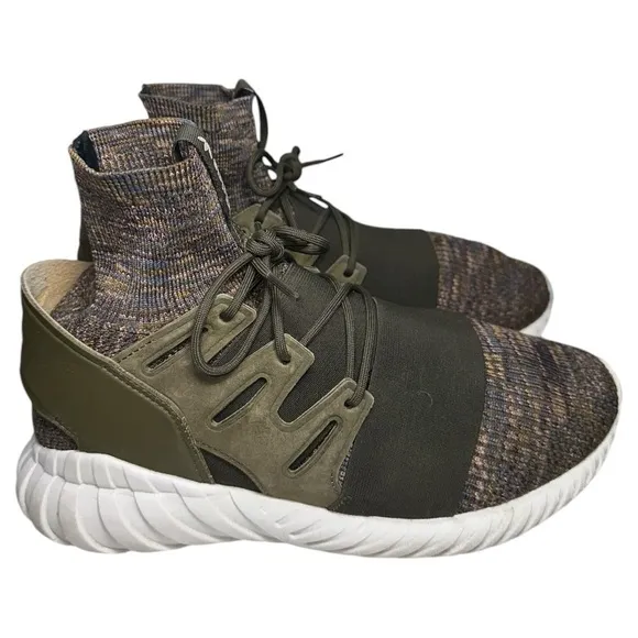 Adidas Men’s Size 8.5 Olive Multi Color Space Dye Tubular Doom PK Sock Sneakers
