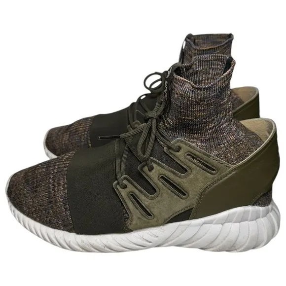 Adidas Men’s Size 8.5 Olive Multi Color Space Dye Tubular Doom PK Sock Sneakers