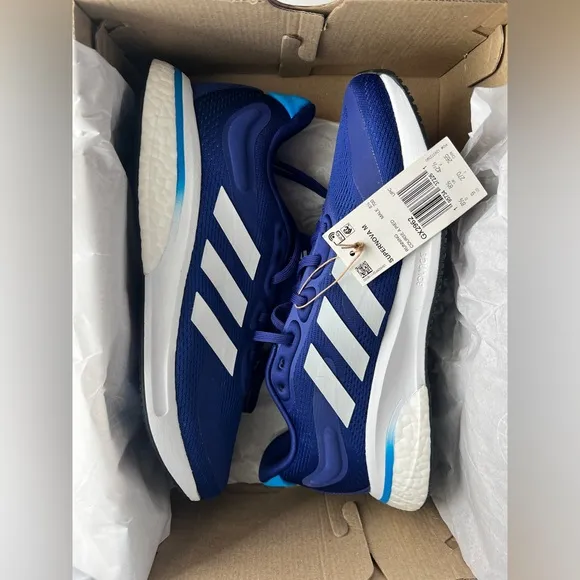 Adidas Men’s Supernova Blue and White Athletic Gym Running Sneakers Size 9 NEW