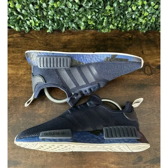 adidas Originals NMD R1 Big Kid Size 6 Women Size 7.5 Navy White FU66779 Shoes