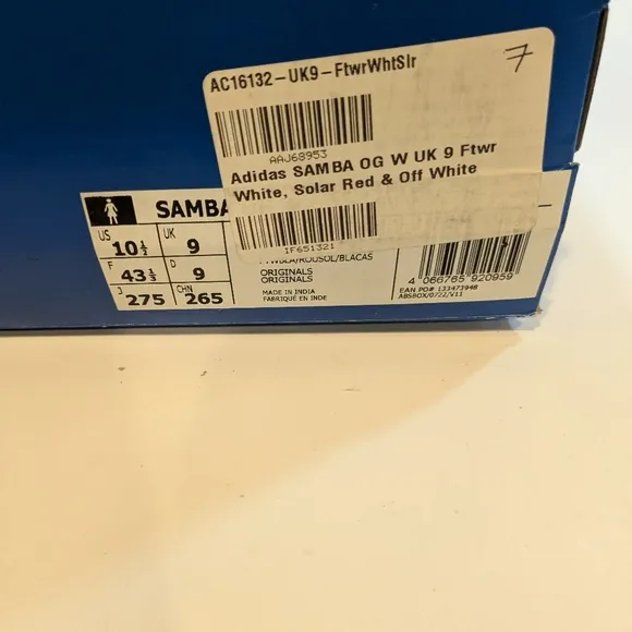 adidas Originals Samba OG Men Size 9.5  Unisex Women 10.5 Casual Shoes Sneaker