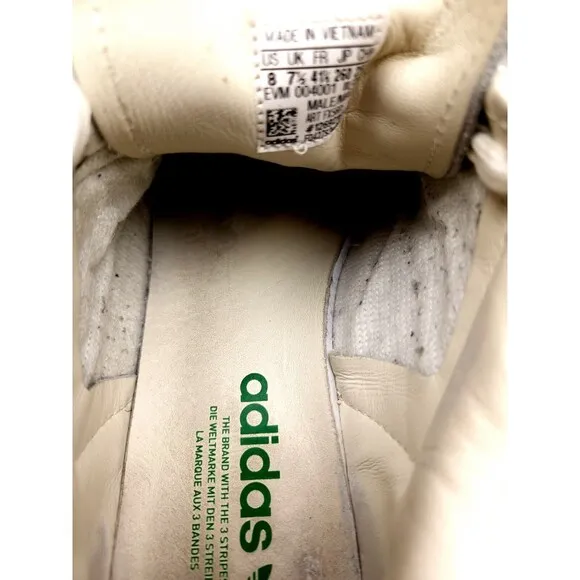 adidas Originals Shoes Mens 8 White Green Leather Rod Laver Low Top Sneakers